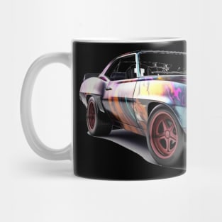 Steam-Powered Fury: A Graphic Drawing of a Steampunk American Muscle Car Mug